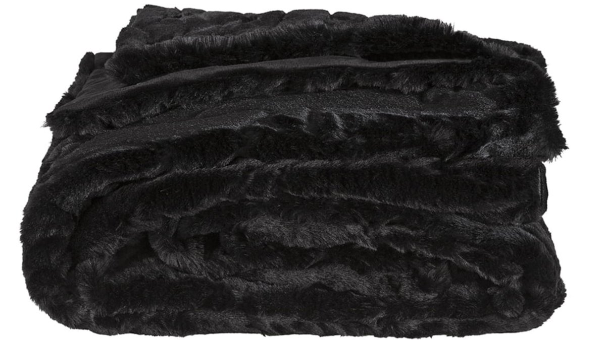 Celine black pläd fuskpäls 260x150cm - Bild 3