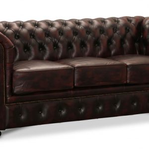 Chesterfield Liverpool soffa 3-sits läder oxblod