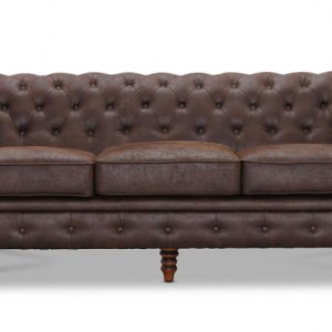 Chesterfield Cambridge soffa 3-sits tyg Vintage brun