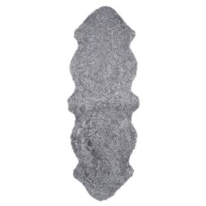 Curly fårskinn charcoal silver dubbel