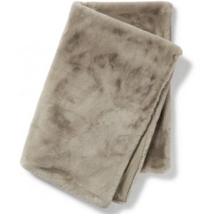 Fluffy pläd fuskpäls taupe