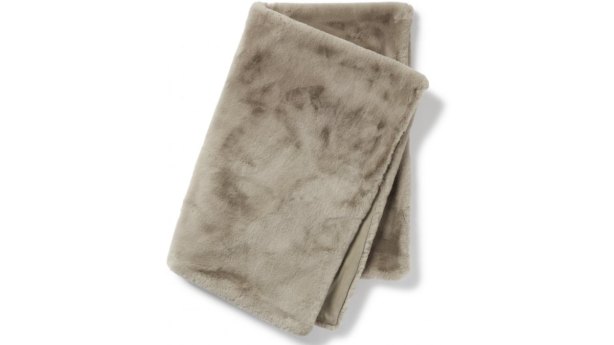 Fluffy pläd fuskpäls taupe - Bild 3
