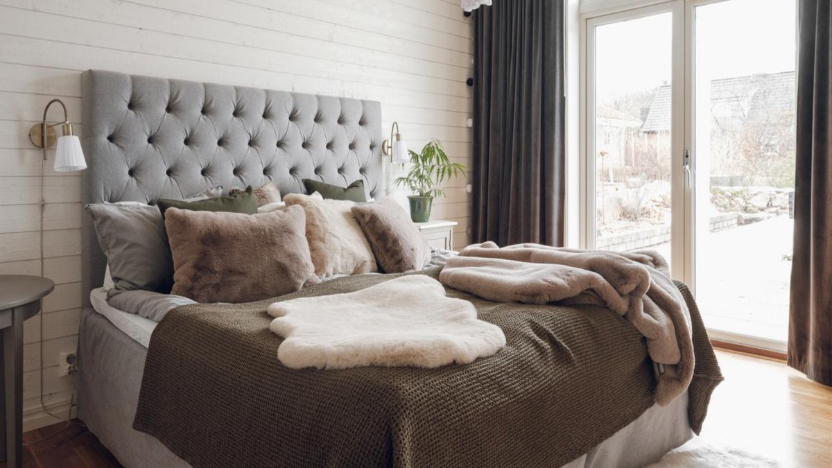 Fluffy pläd fuskpäls taupe - Bild 5