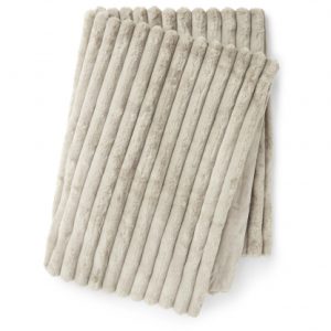 Stripy pläd fuskpäls taupe