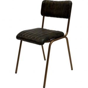 Diner stol mässing/grönt läder