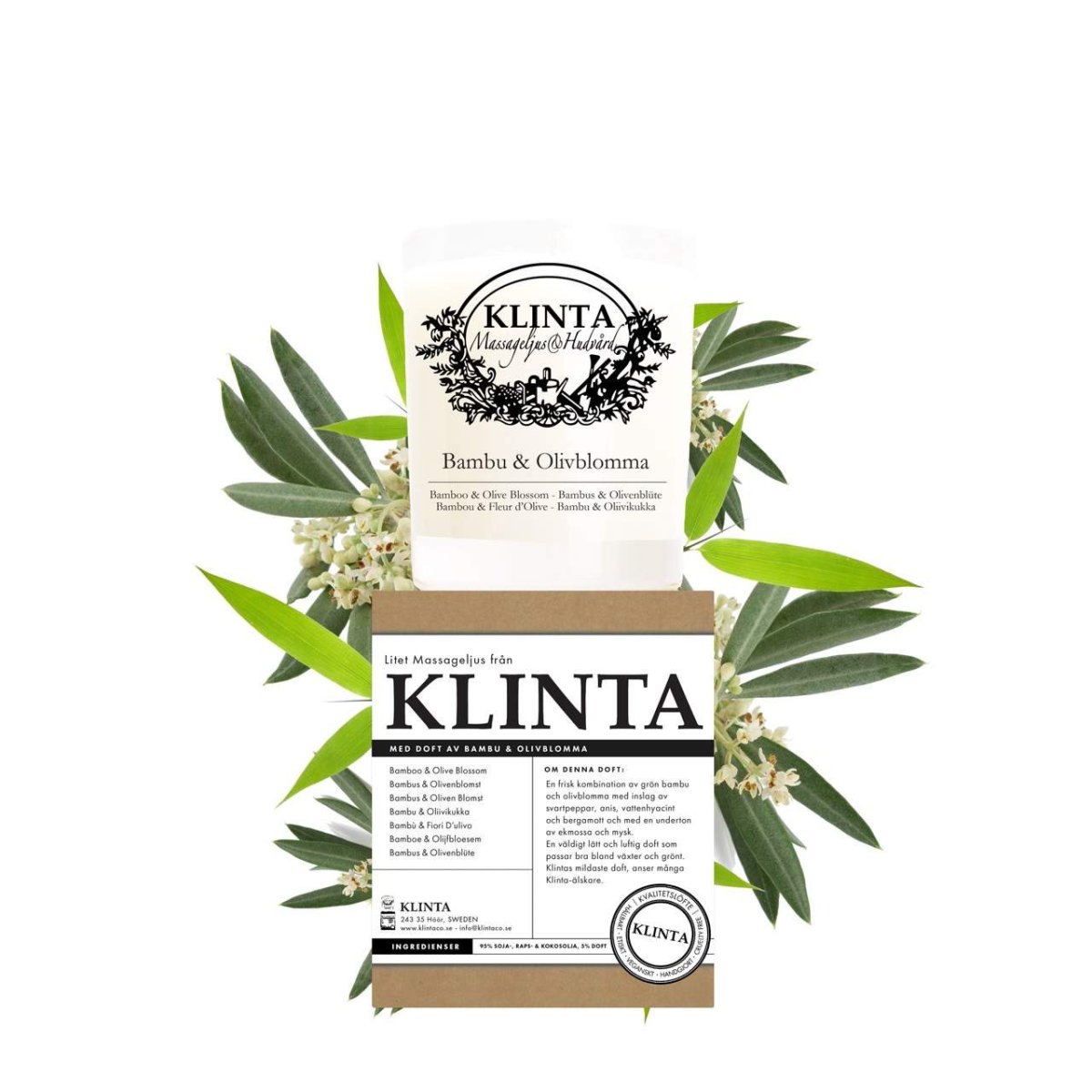 Klinta – Lilla Massageljus Bambu & Olivblomma